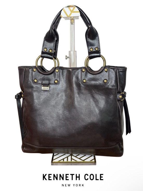 Kenneth Cole New York Handbags - KENNETH COLE Classic Chocolate Brown Leather Satchel with Brass Hardware (EUC)
